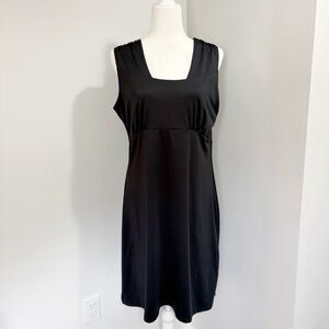 Marmot Square Neckline Empire Waist Dress Size Large Black LBD Midi Sleeveless